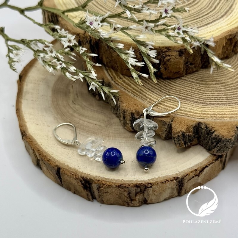 Náušnice lapis lazuli, křišťál