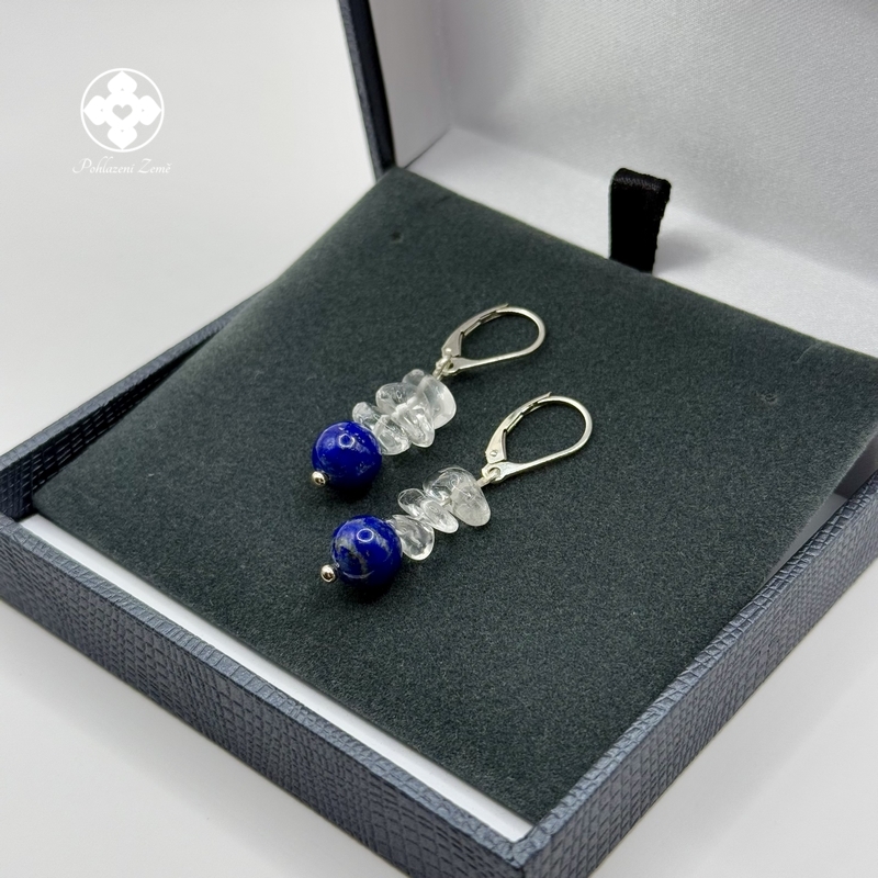 Náušnice lapis lazuli, křišťál