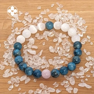 Náramek z minerálů apatit, selenit, kunzit - Komunikace ve vztahu