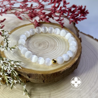 Selenitový náramek s pozlacenou kuličkou