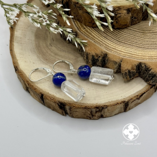 Náušnice křišťál-lapis-lazuli