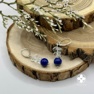 Náušnice lapis lazuli, křišťál