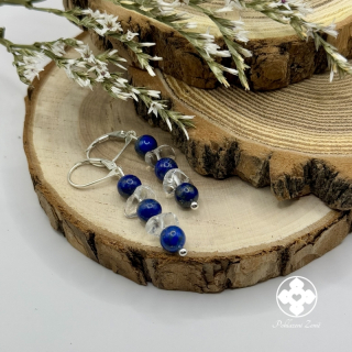Stříbrné náušnice lapis lazuli, křišťál
