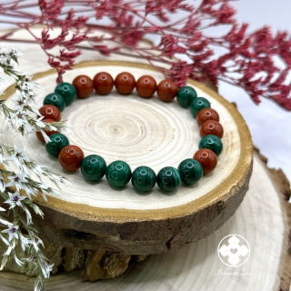 Náramek z minerálů Spojení s přírodou - jaspis, malachit