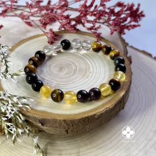 Náramek z minerálů Energie síly a radosti - granát, obsidián 