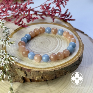 Náramek z minerálů Spojení s anděly - sluneční kámen,angelit