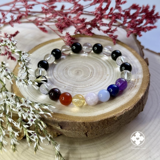 Náramek z minerálů na vyladění energie - granát, ametyst