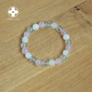 Náramek z minerálů Něžná krása - růženín, selenit