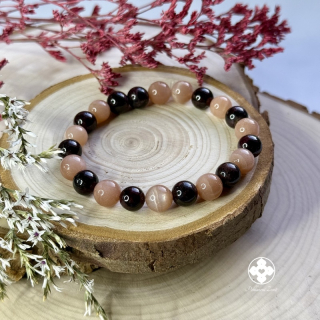 Náramek z minerálů na ochranu - granát, sluneční kámen