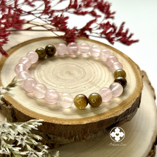 Náramek z minerálů Síla srdce - růženín, zelený granát