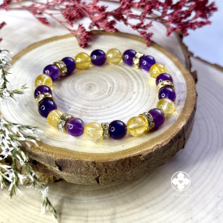 Náramek z minerálů Radost - ametyst, citrín