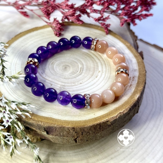 Náramek z minerálů Podpora - ametyst, sluneční kámen