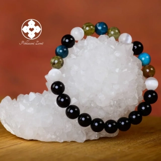 Náramek z minerálů Harmonie - granát, turmalín