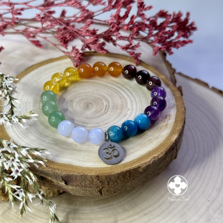 Náramek z minerálů s přívěskem ÓM 