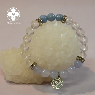 Náramek z minerálů Vůle - křišťál, chalcedon, angelit