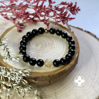 Náramek z minerálu Jsem ve svém středu - sagenit, turmalín