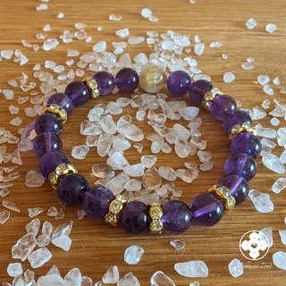 Náramek z minerálů Hlubší poznání - ametyst, sagenit